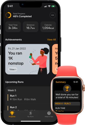 Watch to 5K run program 9 week list screen