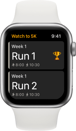 Couch to 5km walk screen on Apple Watch